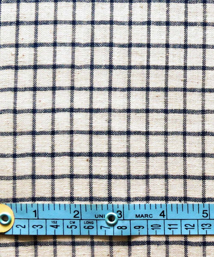 Indigo cream natural dyed handwoven cotton khadi fabric