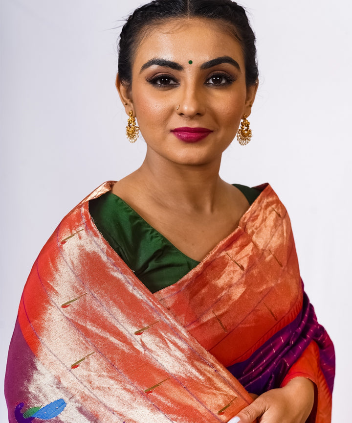 Magenta pure silk handloom paithani saree