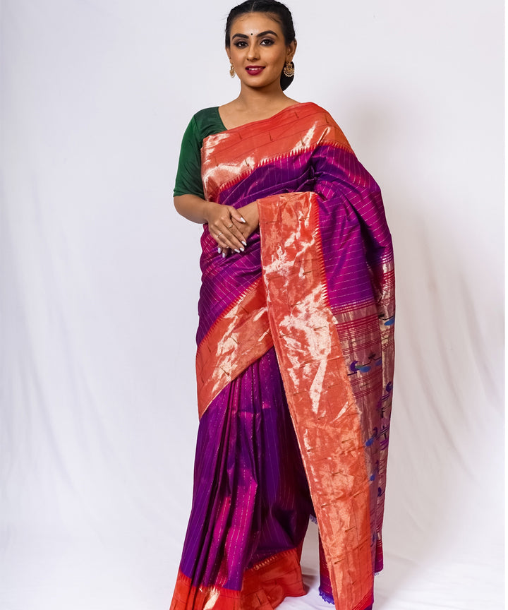Magenta pure silk handloom paithani saree