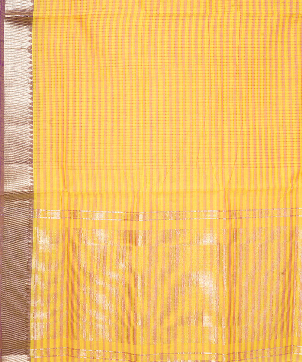 Yellow handwoven cotton mangalagiri saree