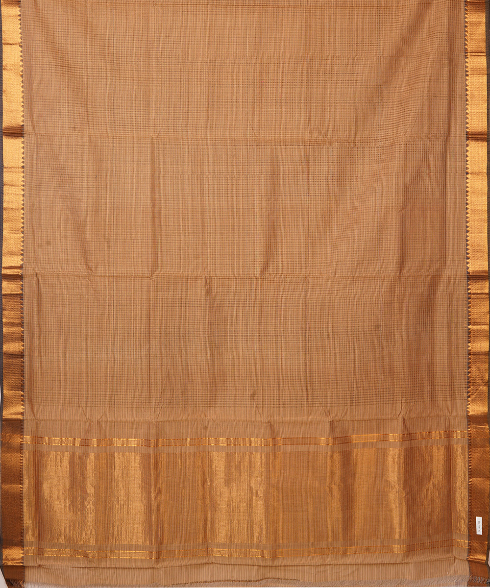 Brown handwoven mangalagiri cotton saree