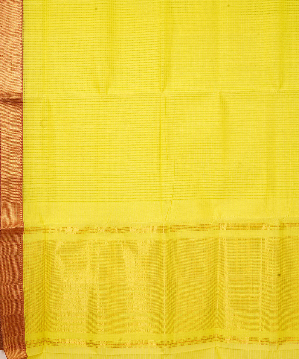 Yellow handwoven mangalagiri cotton saree