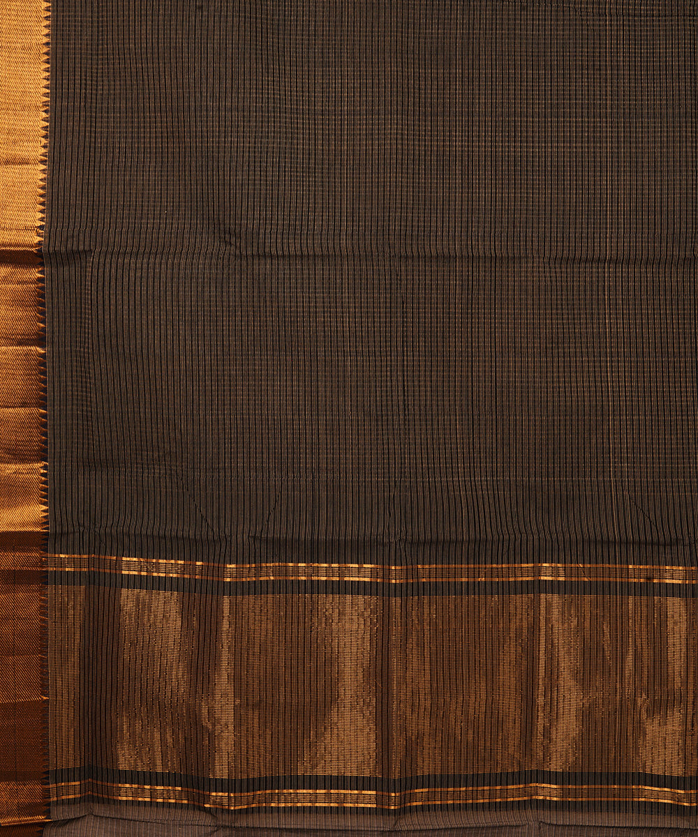 Black handwoven mangalagiri cotton saree
