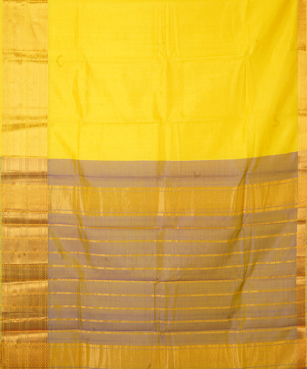Yellow handloom mangalagiri cotton silk saree