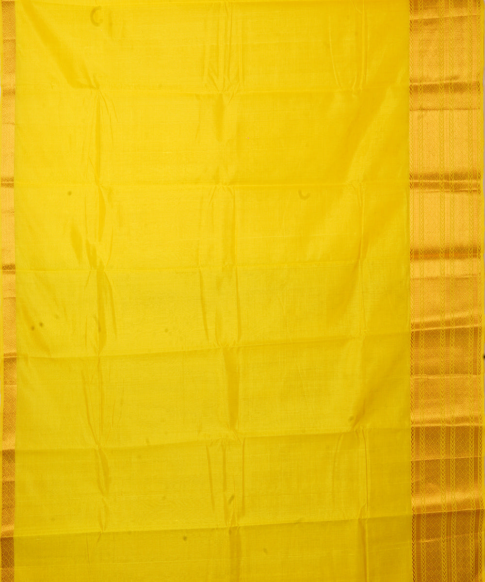 Yellow handloom mangalagiri cotton silk saree