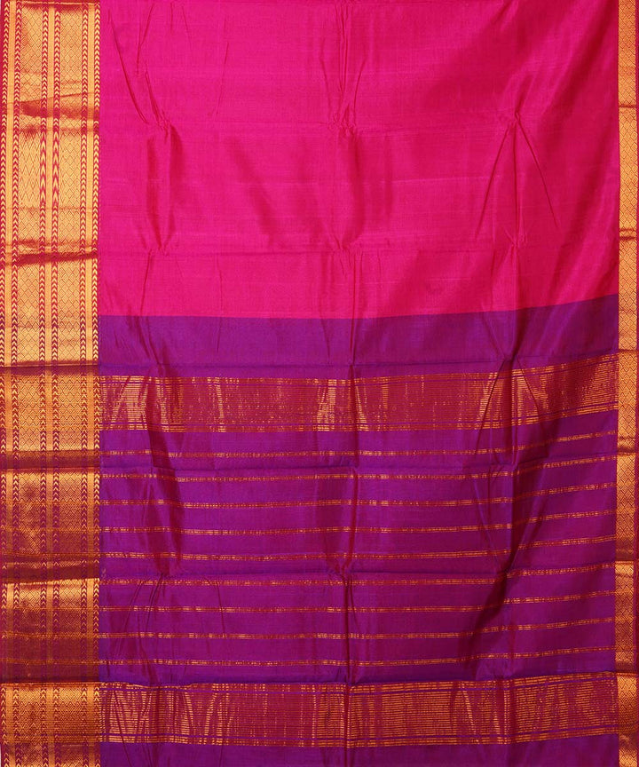Dark pink handwoven cotton silk mangalagiri saree