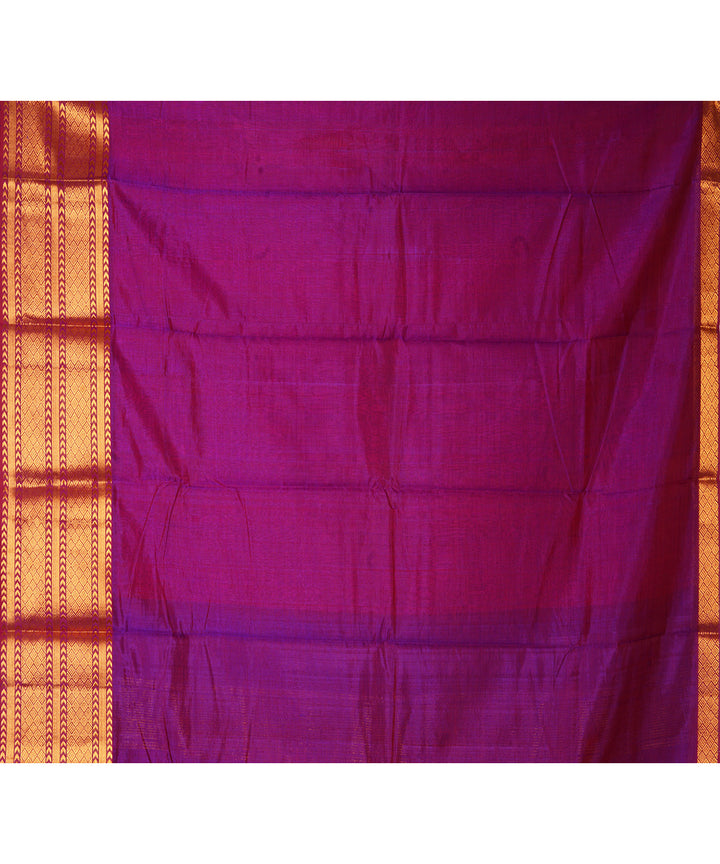 Dark pink handwoven cotton silk mangalagiri saree