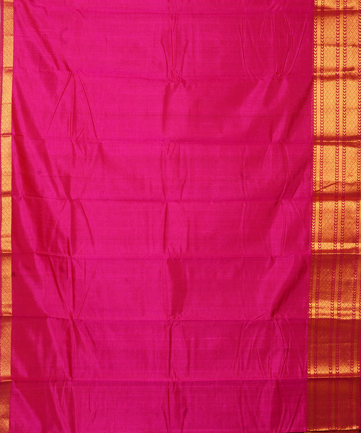 Dark pink handwoven cotton silk mangalagiri saree