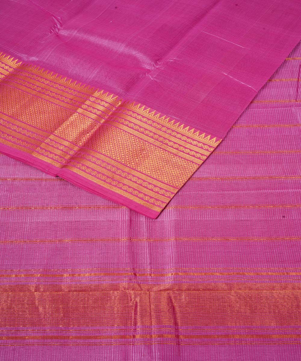 Pink mangalagiri cotton silk handwoven saree