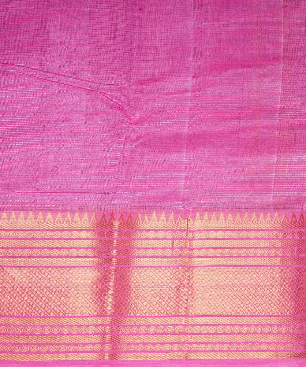 Pink mangalagiri cotton silk handwoven saree