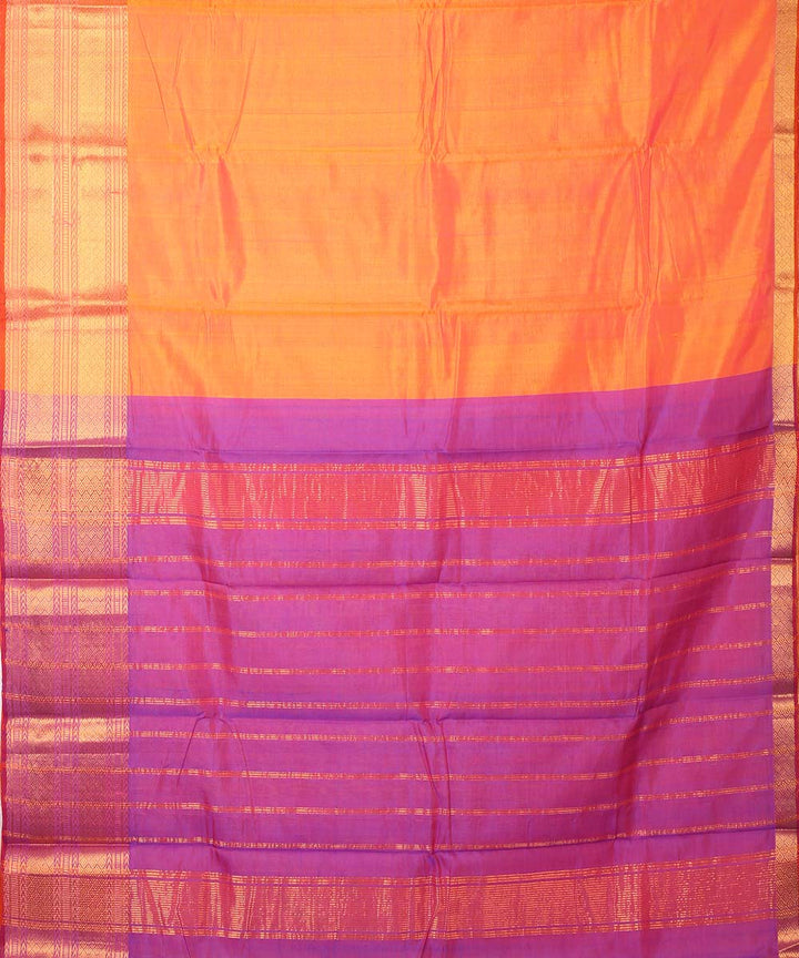 Peach mangalagiri handwoven cotton silk saree