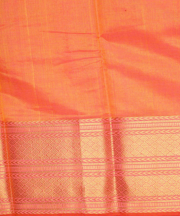 Peach mangalagiri handwoven cotton silk saree