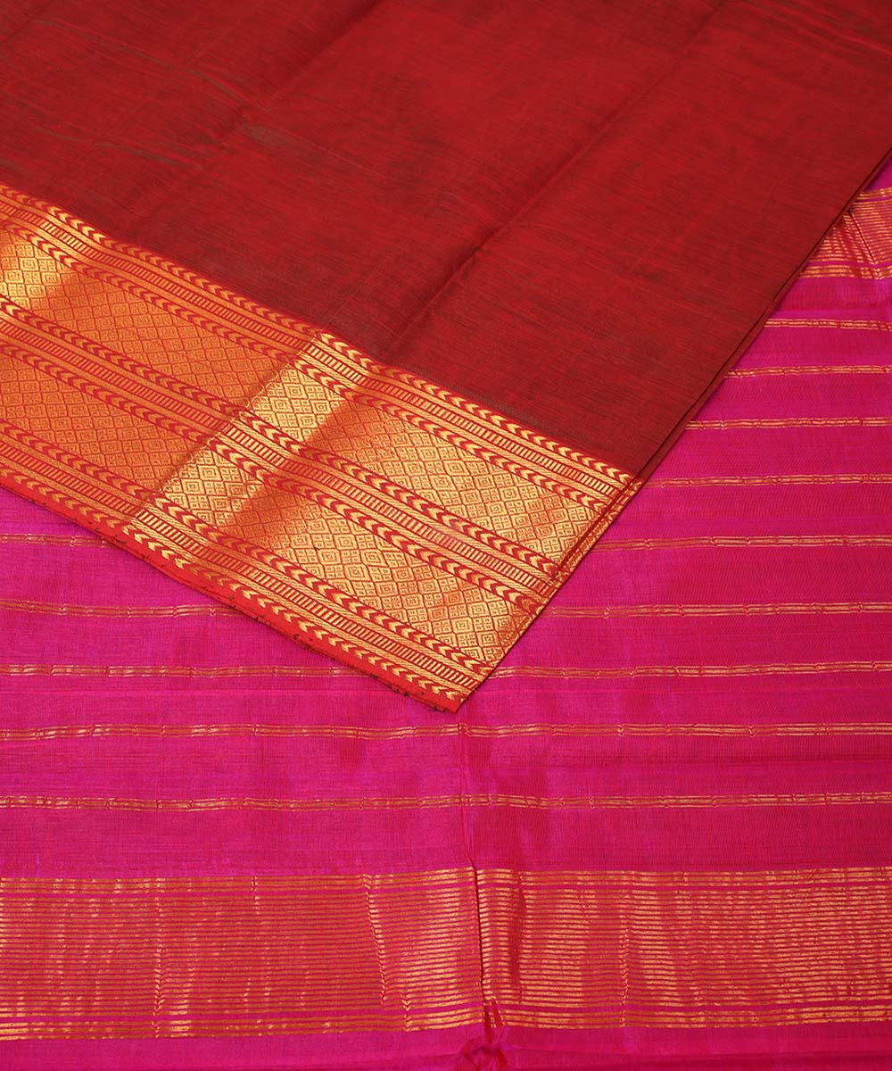 Brown mangalagiri handwoven cotton silk saree