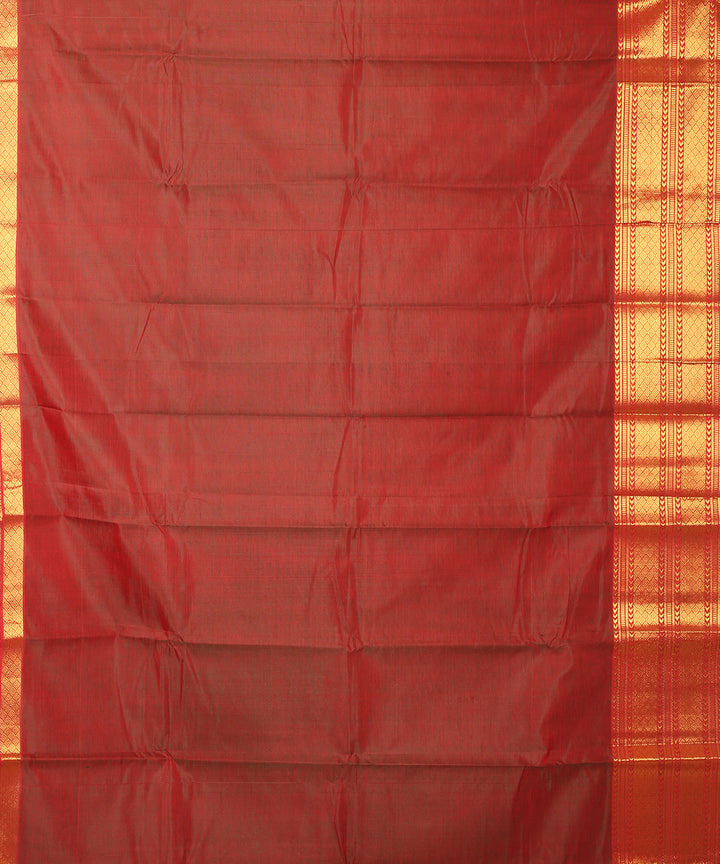 Brown mangalagiri handwoven cotton silk saree