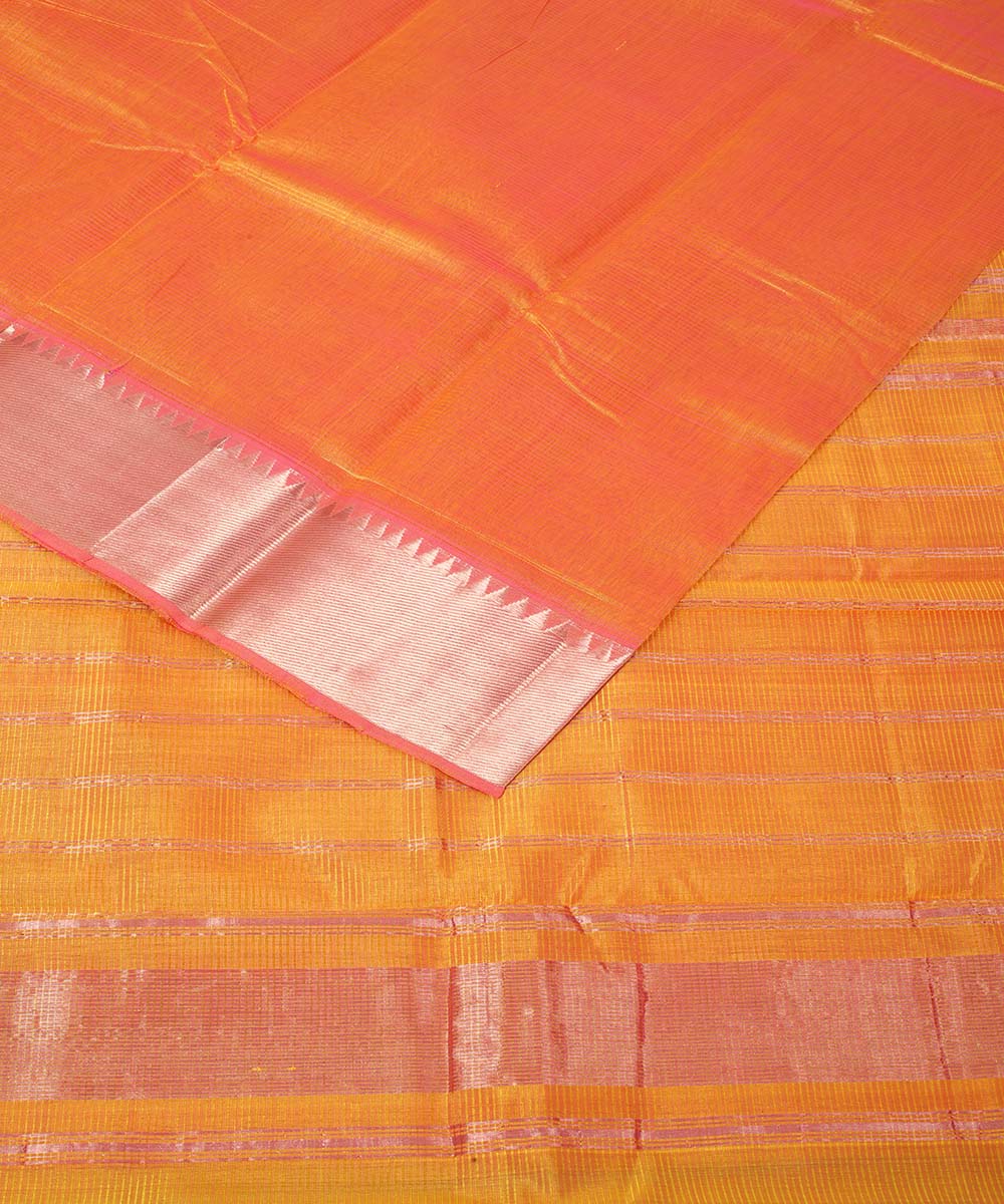 Orange handwoven mangalagiri cotton silk saree