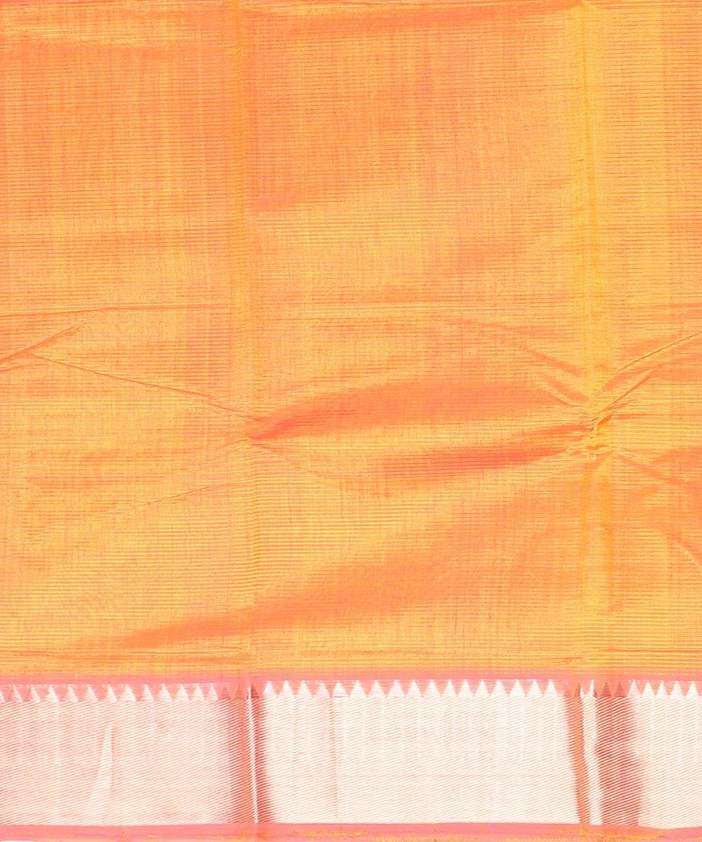 Orange handwoven mangalagiri cotton silk saree