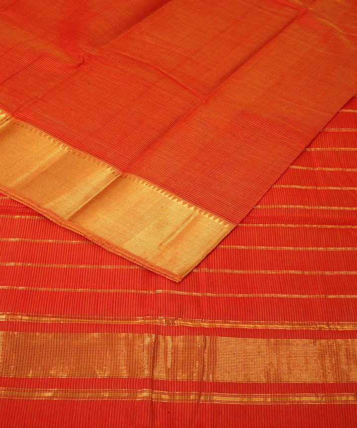 Orange handwoven mangalagiri cotton silk saree