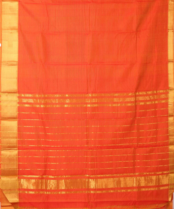 Orange handwoven mangalagiri cotton silk saree