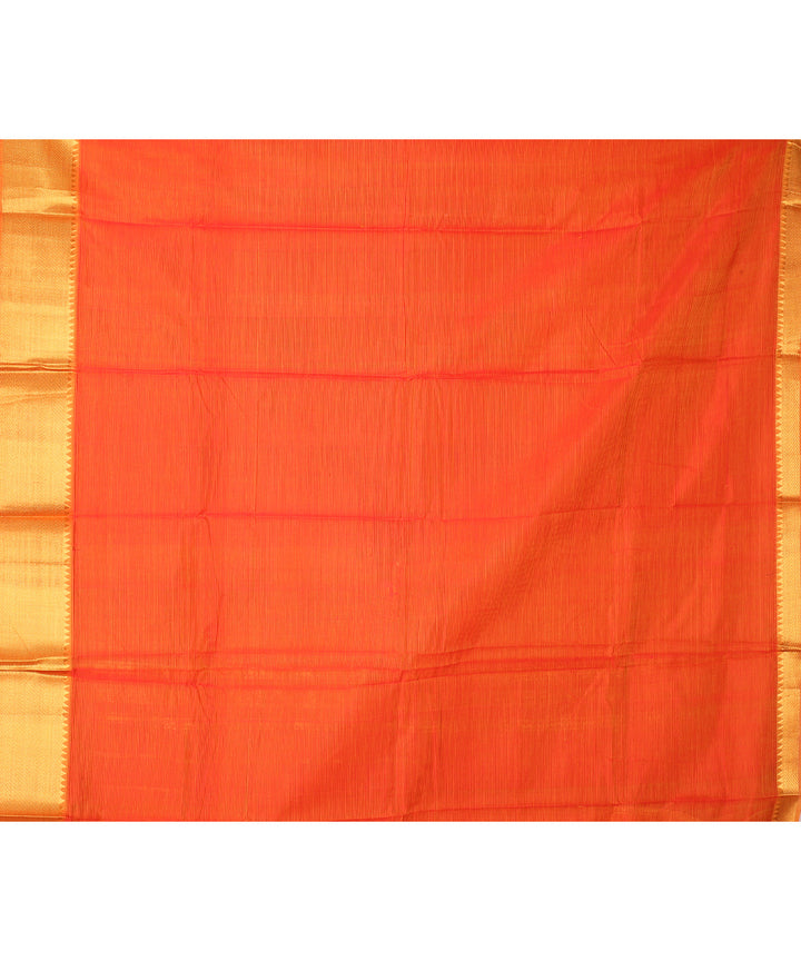 Orange handwoven mangalagiri cotton silk saree