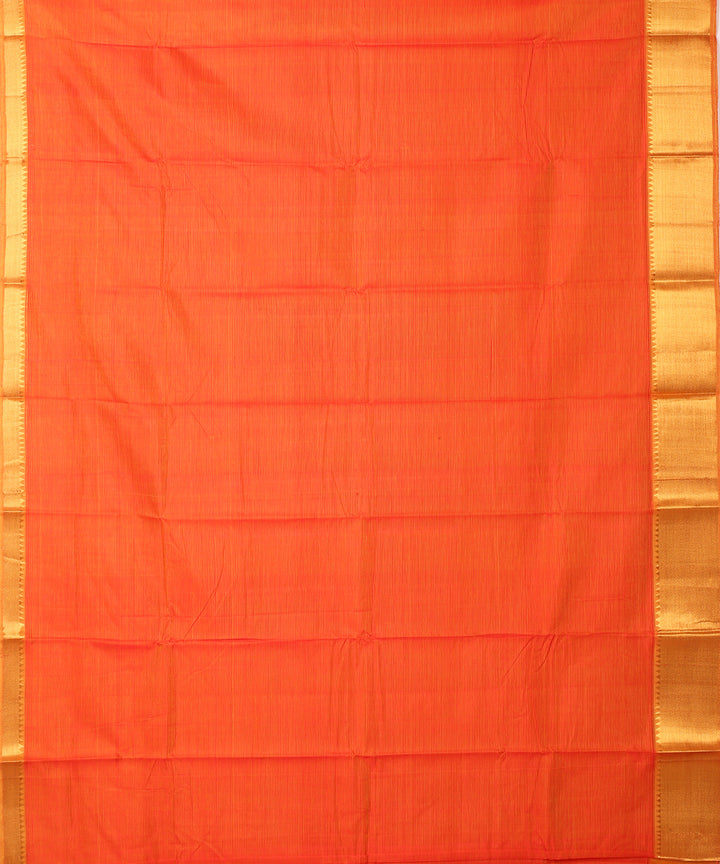 Orange handwoven mangalagiri cotton silk saree