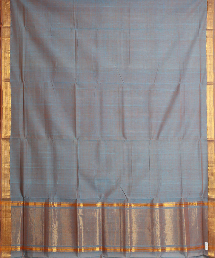 Grey gold zari border handloom mangalagiri cotton saree