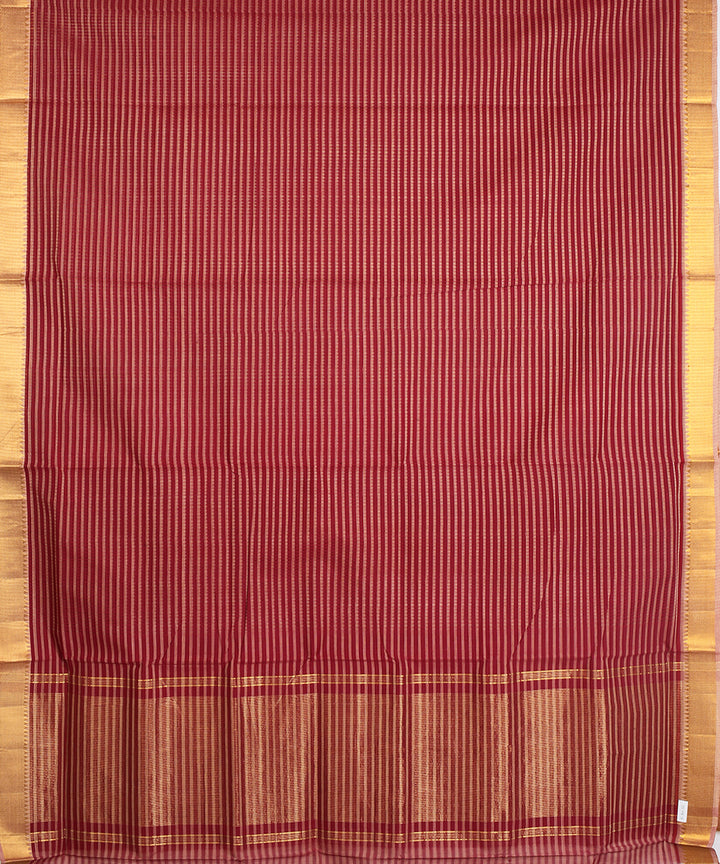 Maroon gold zari missing checks handwoven mangalagiri cotton saree