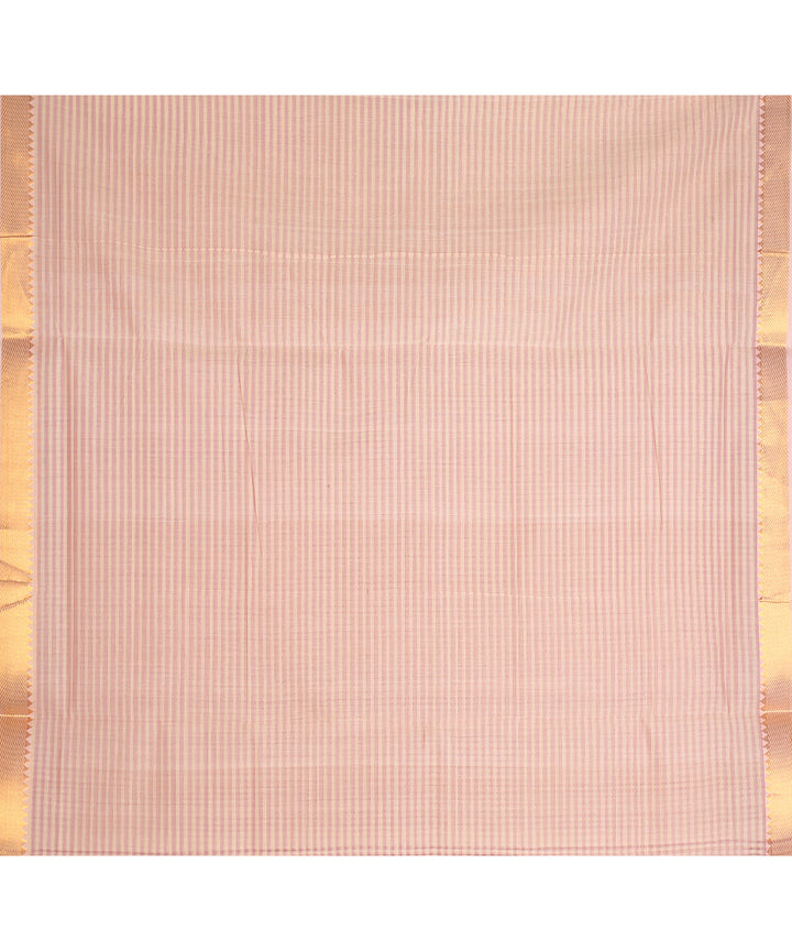 Beige gold zari missing checks handwoven mangalagiri cotton saree