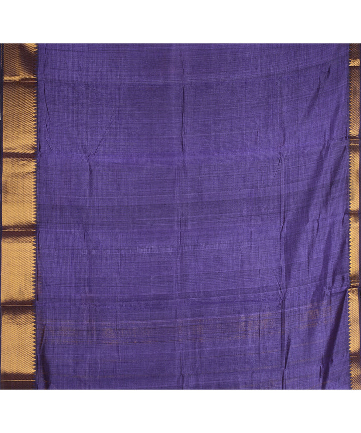 Navy blue gold zari border handwoven cotton silk mangalagiri saree