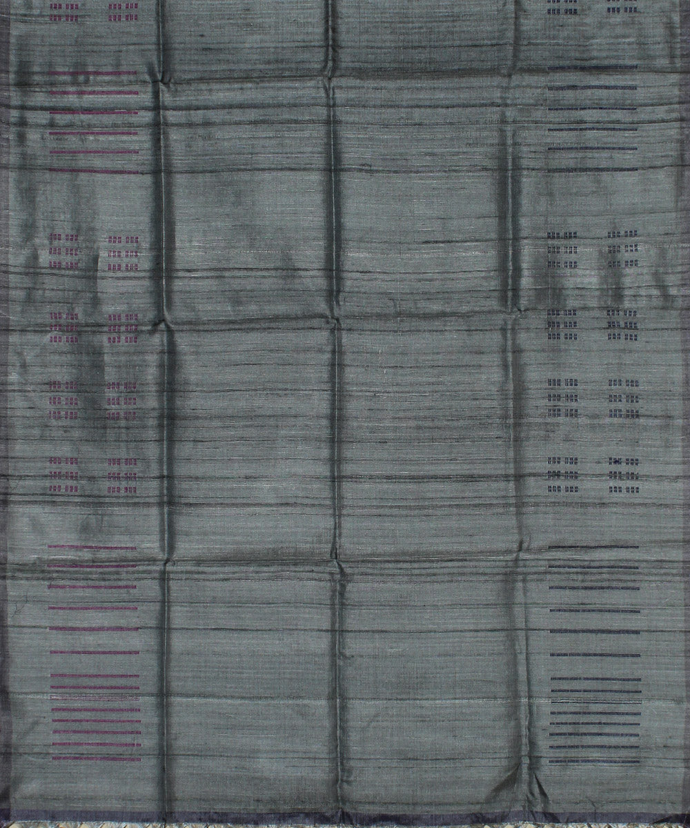 Grey  handwoven tussar silk chhattisgarh stole