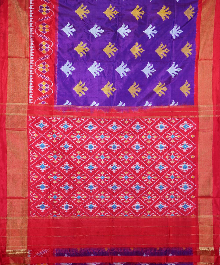 Navy blue red silk handwoven ikat pochampally saree