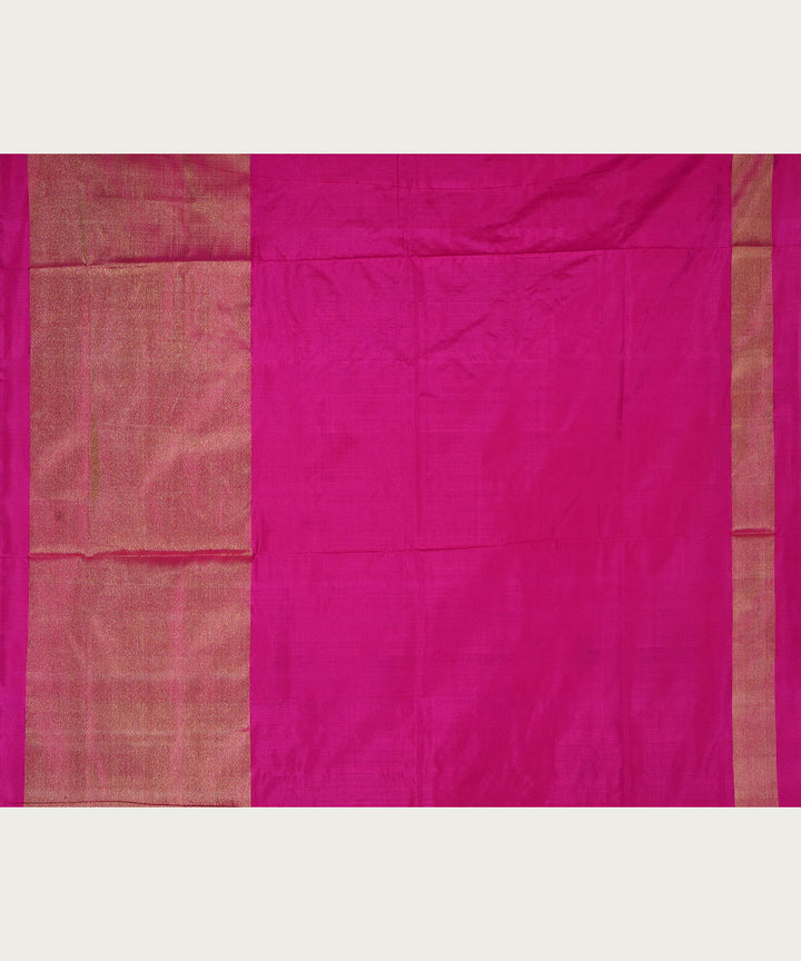 Orange pink silk handwoven ikat pochampally saree