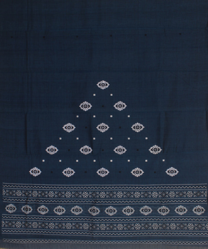 Cyan blue white handloom cotton bomkai dress material