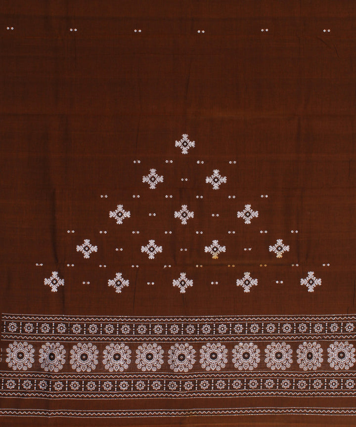 Brown white handwoven cotton bomkai dress material