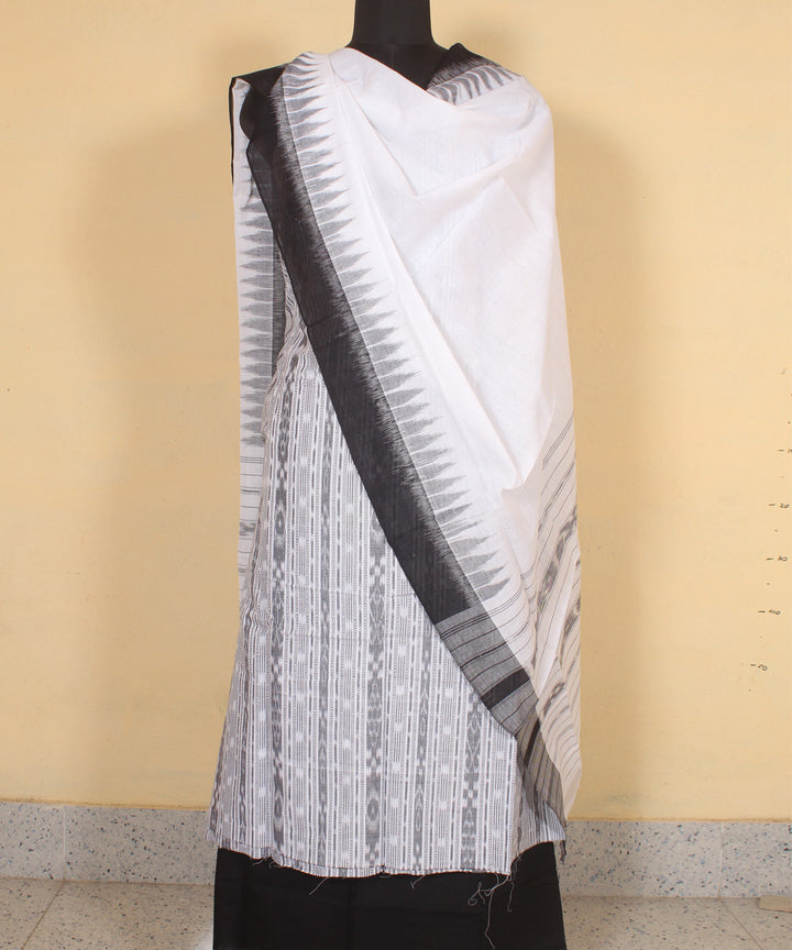 Offwhite black handwoven cotton nuapatna dress material