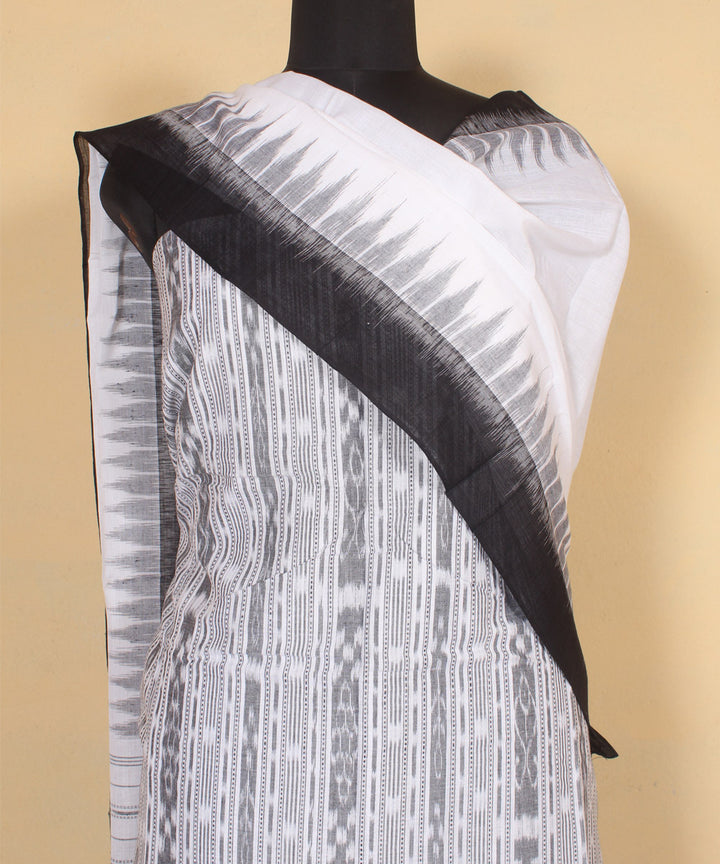 Offwhite black handwoven cotton nuapatna dress material