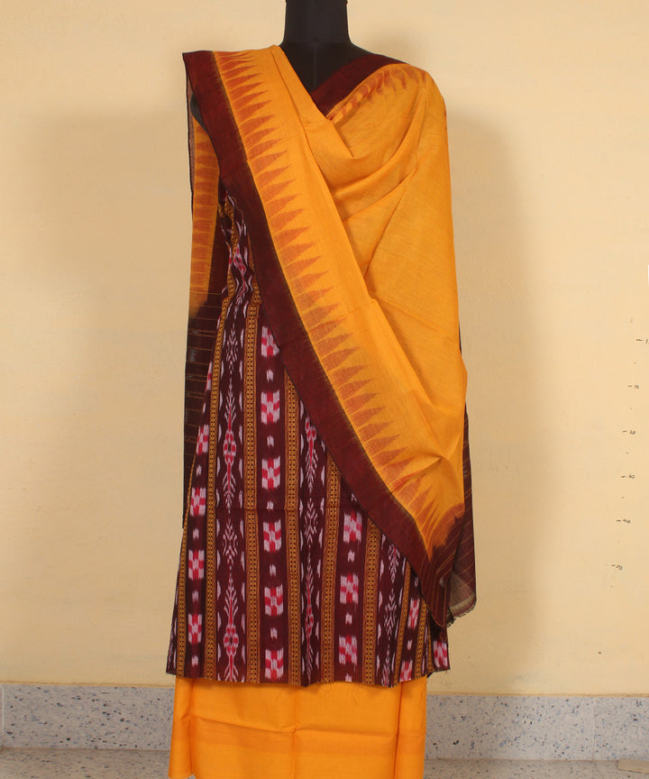 Maroon grey handwoven nuapatna cotton dress material