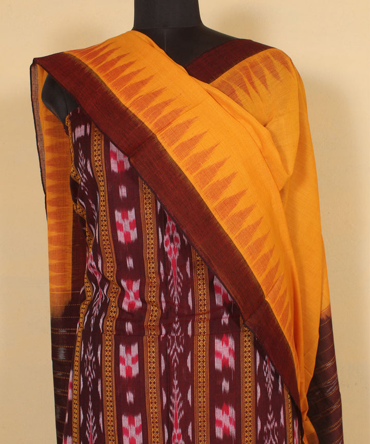 Maroon grey handwoven nuapatna cotton dress material