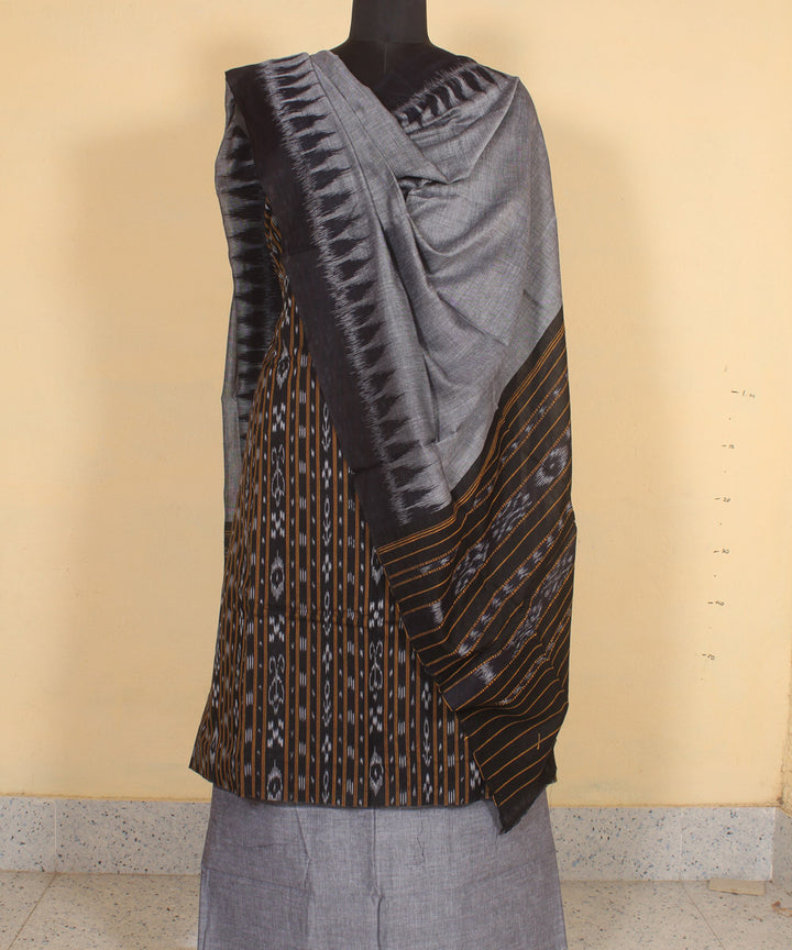 Black offwhite handwoven cotton nuapatna dress material
