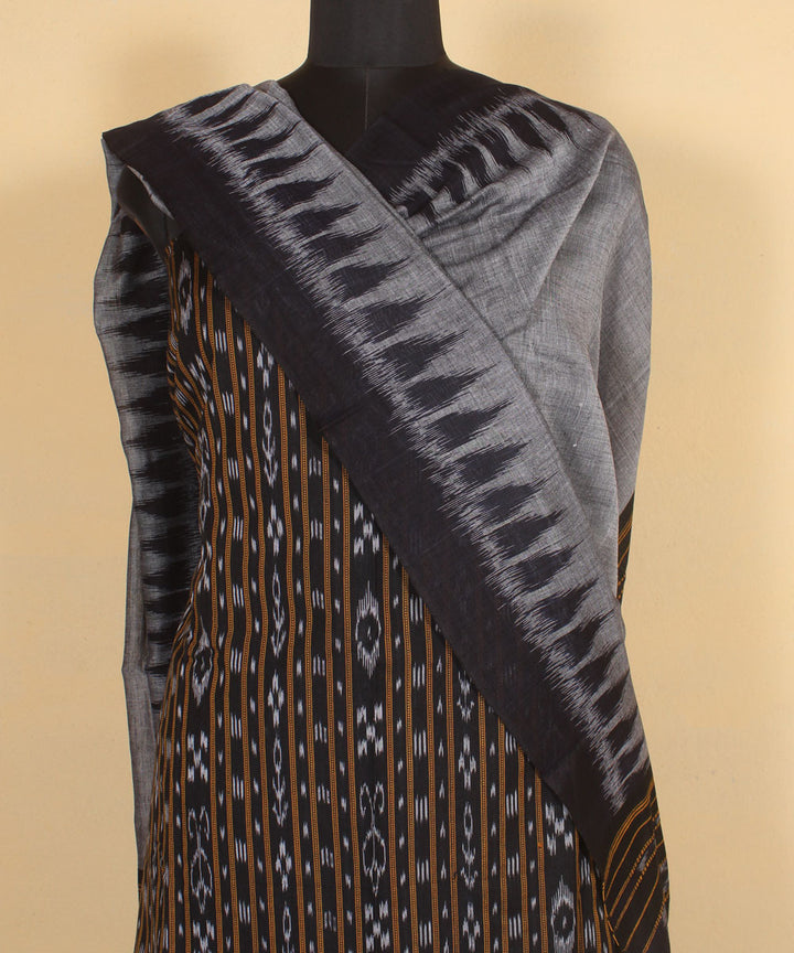 Black offwhite handwoven cotton nuapatna dress material