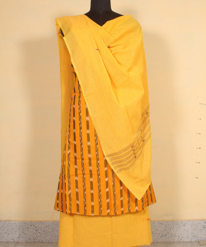 Yellow black handwoven cotton nuapatna dress material