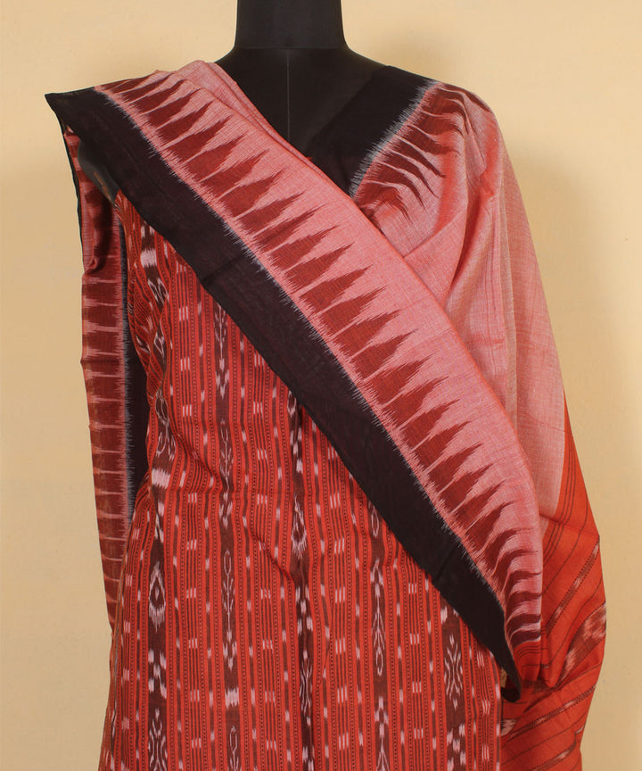Brown offwhite handwoven cotton nuapatna dress material