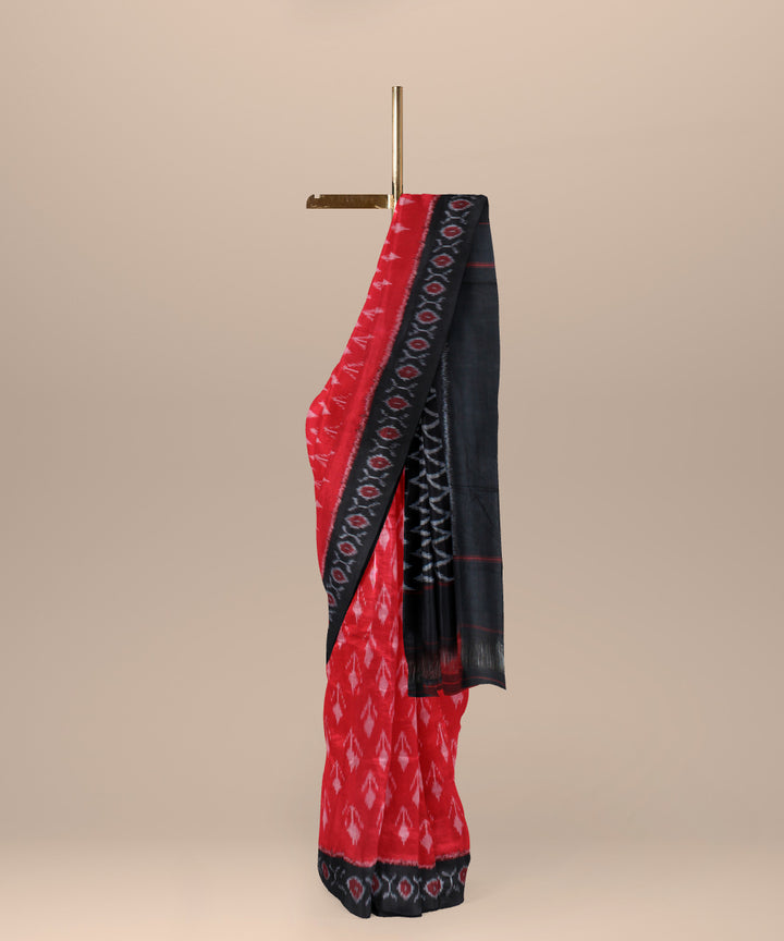 Red black handloom pochampally ikat cotton saree