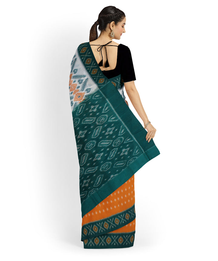 Mustard green handloom cotton pochampally ikat saree