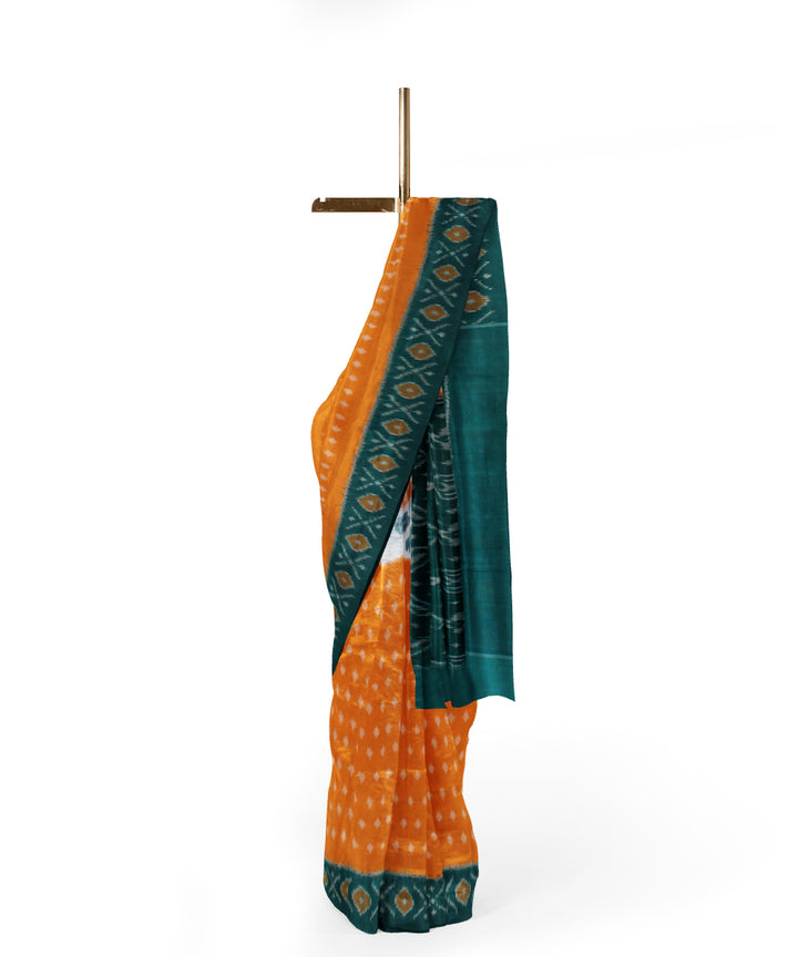 Mustard green handloom cotton pochampally ikat saree