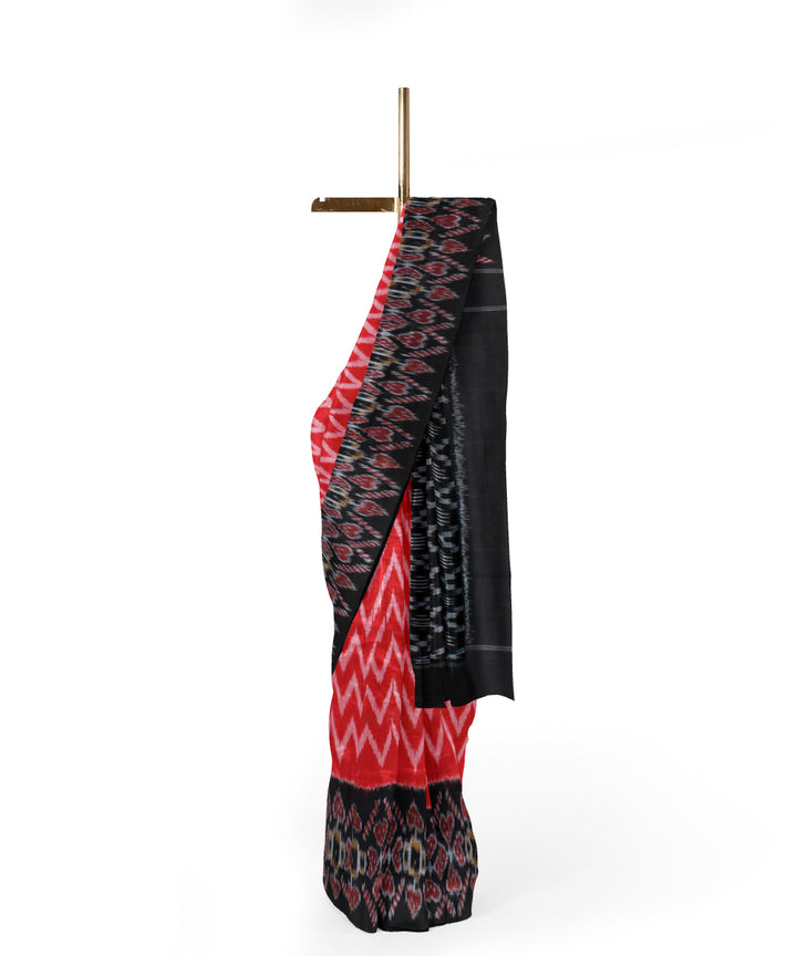Red black cotton handwoven pochampally ikat saree