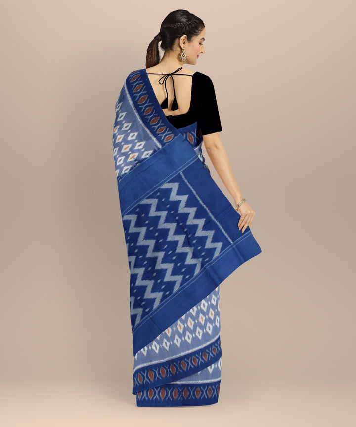 Power blue deep blue cotton handloom pochampally ikat saree