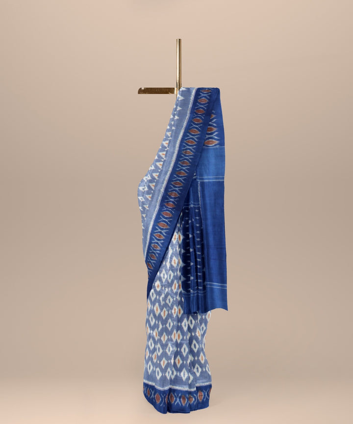 Power blue deep blue cotton handloom pochampally ikat saree