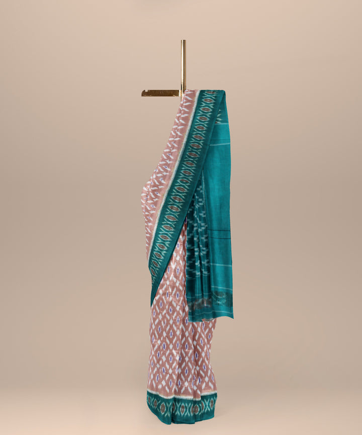 Peach green cotton handloom pochampally ikat saree