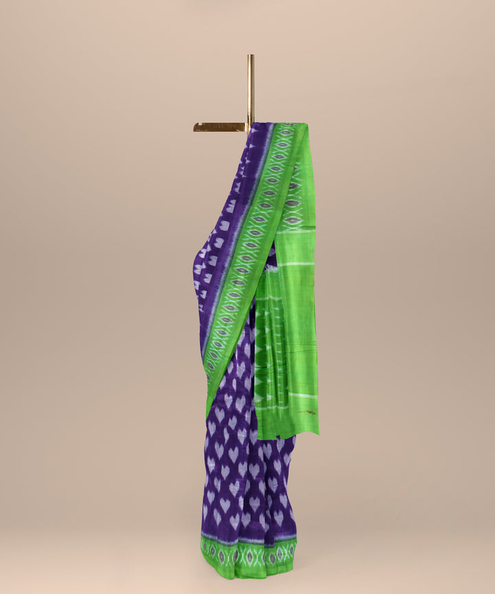 Purple green handloom cotton pochampally ikat saree