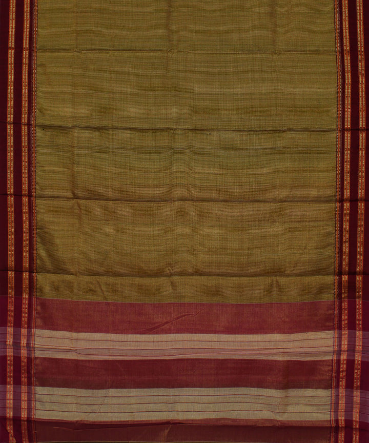 Lime checks maroon gayatri border cotton art silk handloom ilkal saree